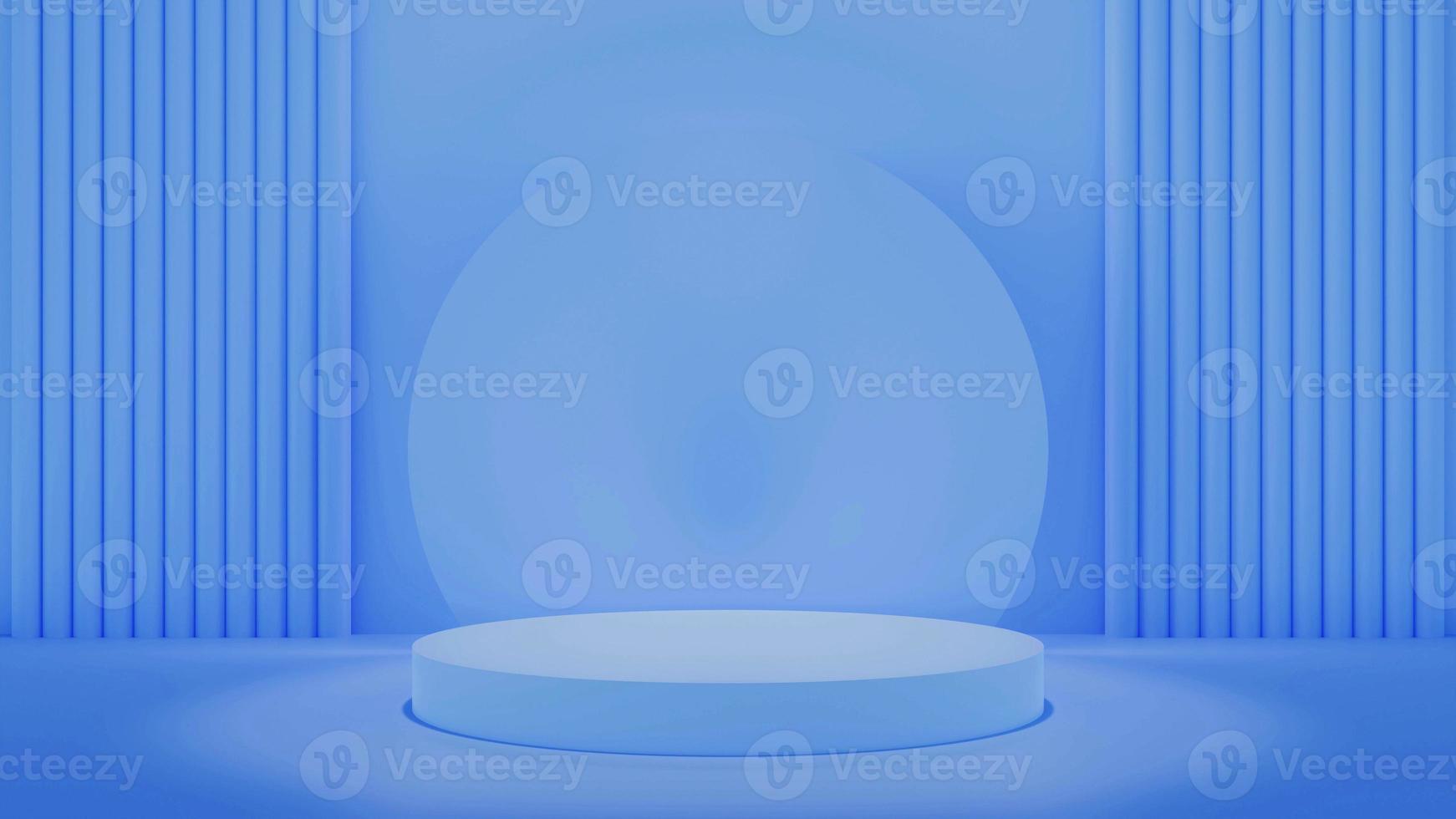 Mockup blue abstract podium stage for product presentation 3d background rendering photo
