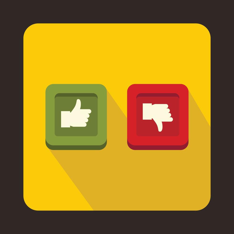 Thumbs up and down buttons icon, flat style vector