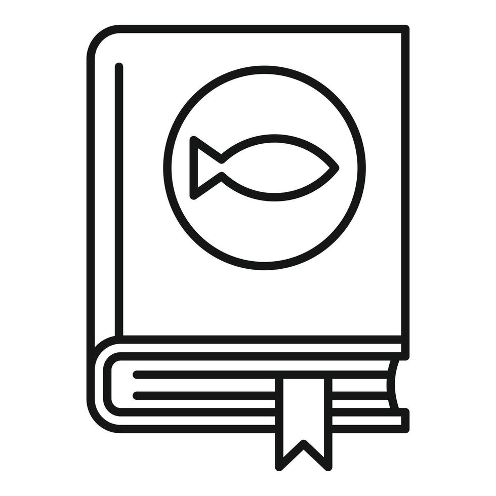 Ichthyology book icon, outline style vector