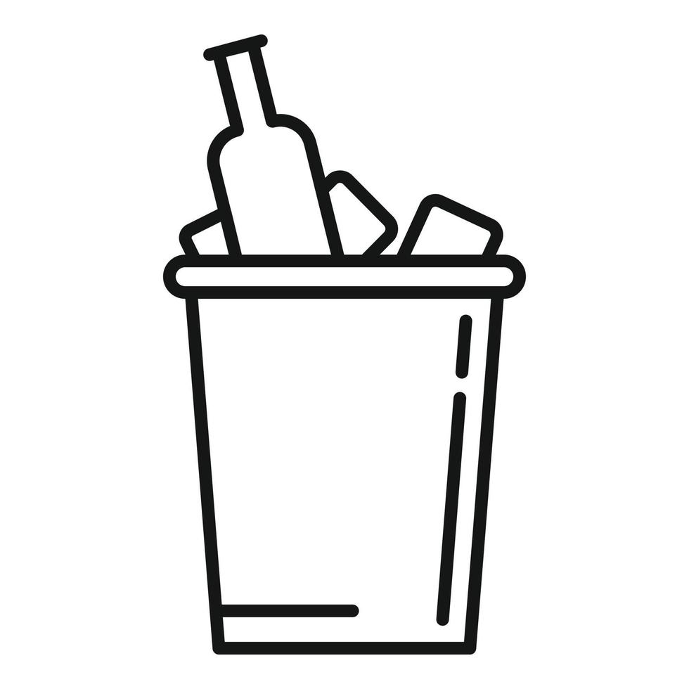 icono de botella de cubo de hielo, estilo de contorno vector