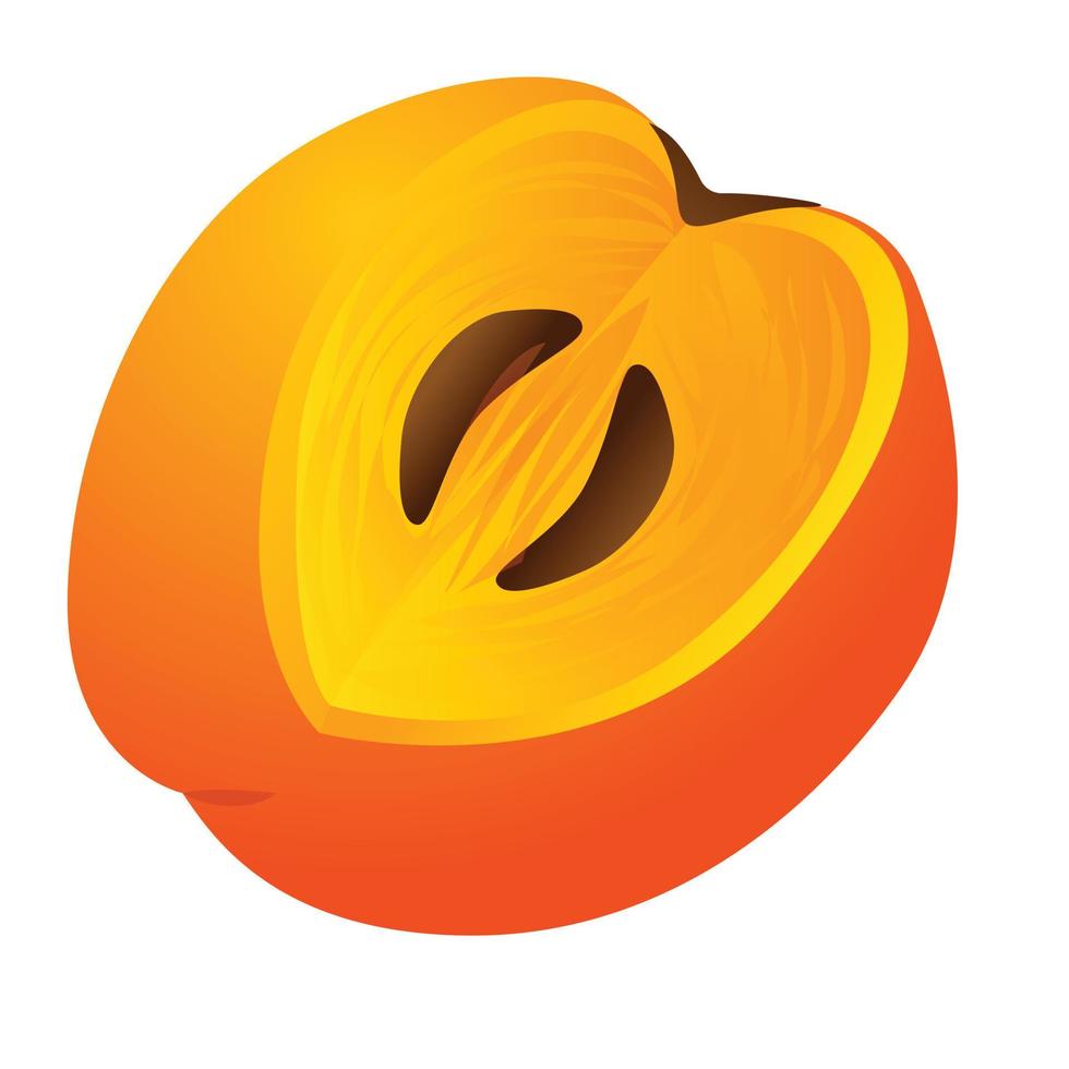 Persimmon asian icon, cartoon style vector