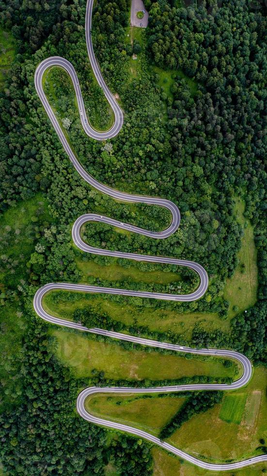 Zig Zag Top down drone shot in Bieszczady, Poland photo