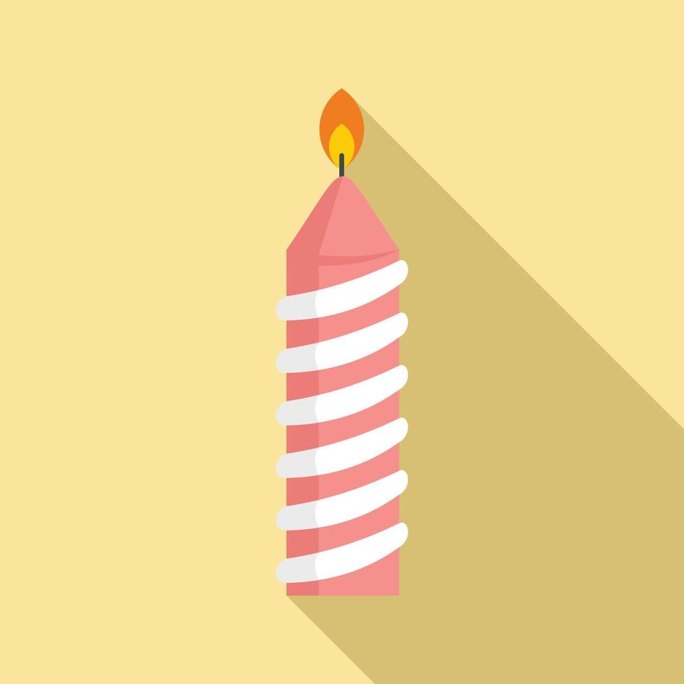 icono de vela de cumpleaños de decoración, tipo plano vector