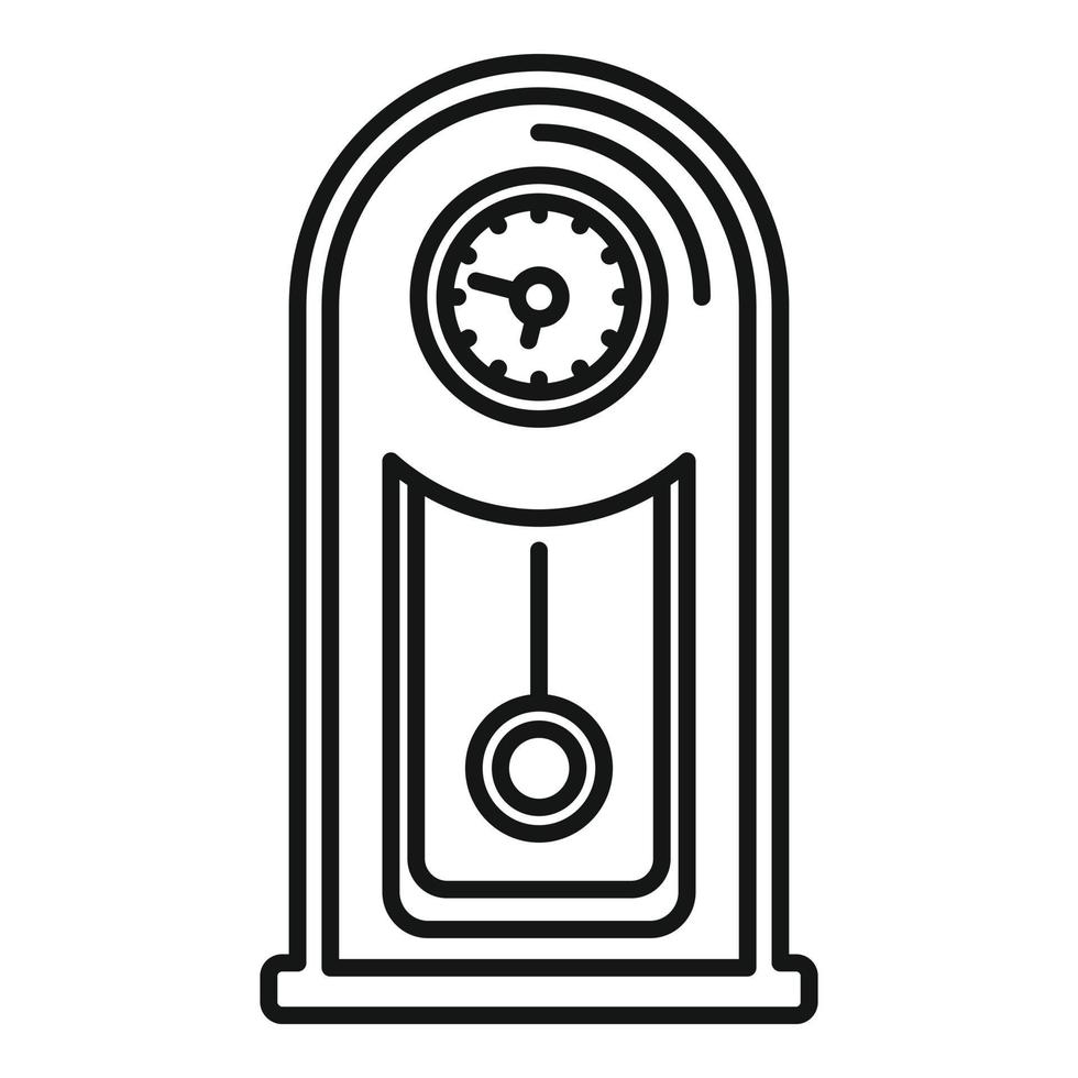 Wall pendulum clock icon, outline style vector