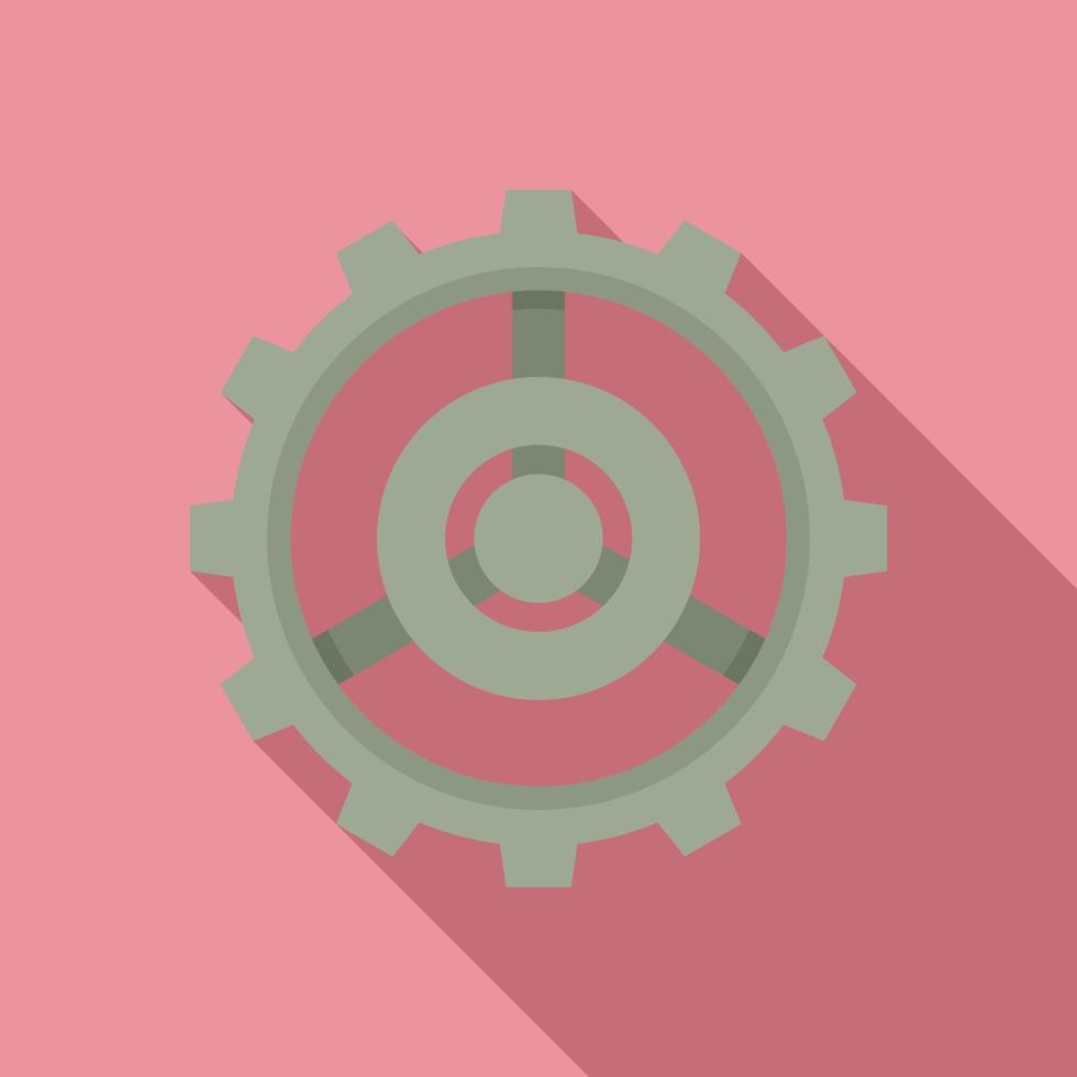 Old watch cog wheel icon, flat style vector