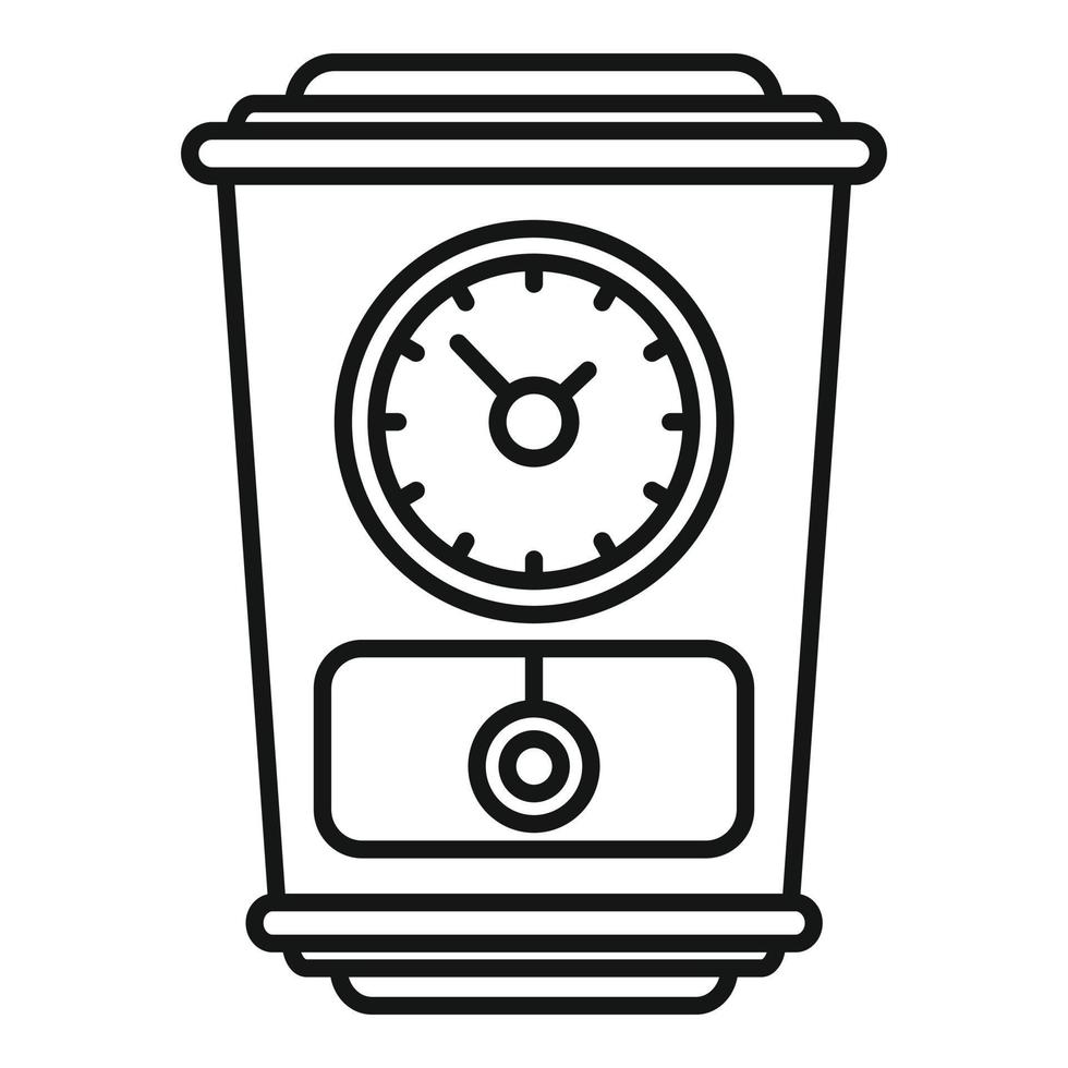 Decoration pendulum clock icon, outline style vector