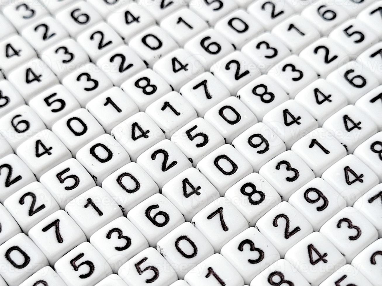 Colorful wooden numbers background. Numbers texture abstraction. Global economy crisis concept. photo