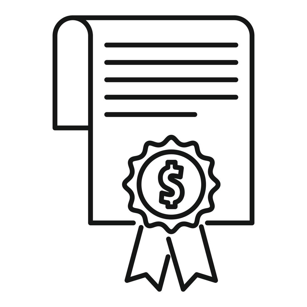 icono de diploma de dinero de formación empresarial, estilo de esquema vector