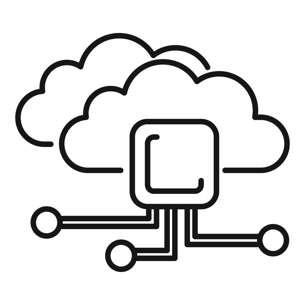 Ai data cloud icon, outline style vector