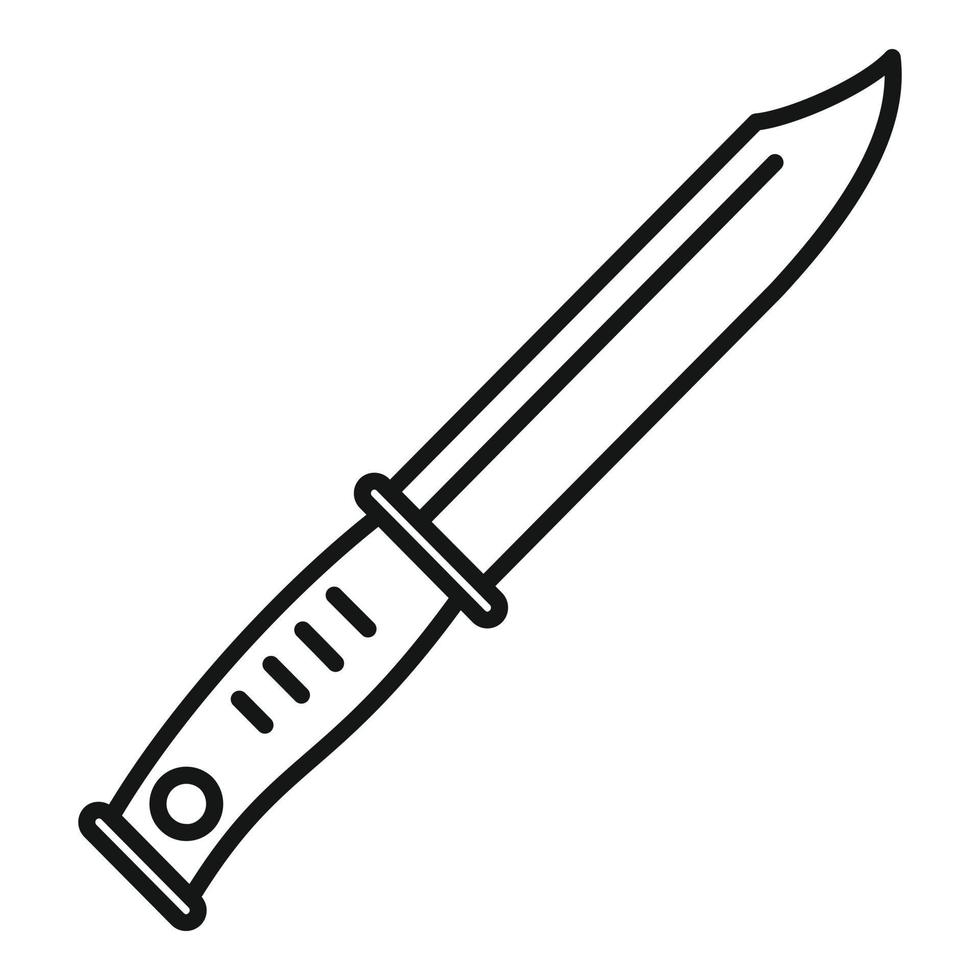 icono de cuchillo de cazador de supervivencia, estilo de contorno vector