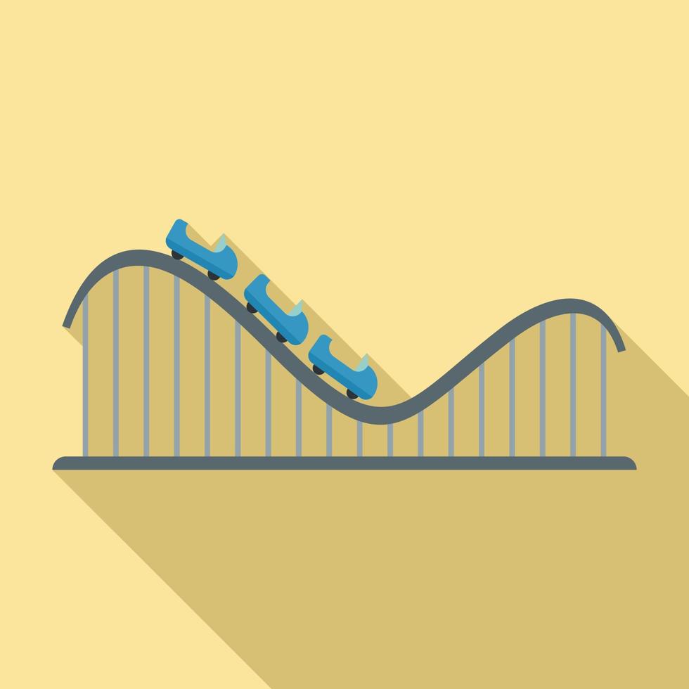 Roller coaster attraction icon, flat style vector