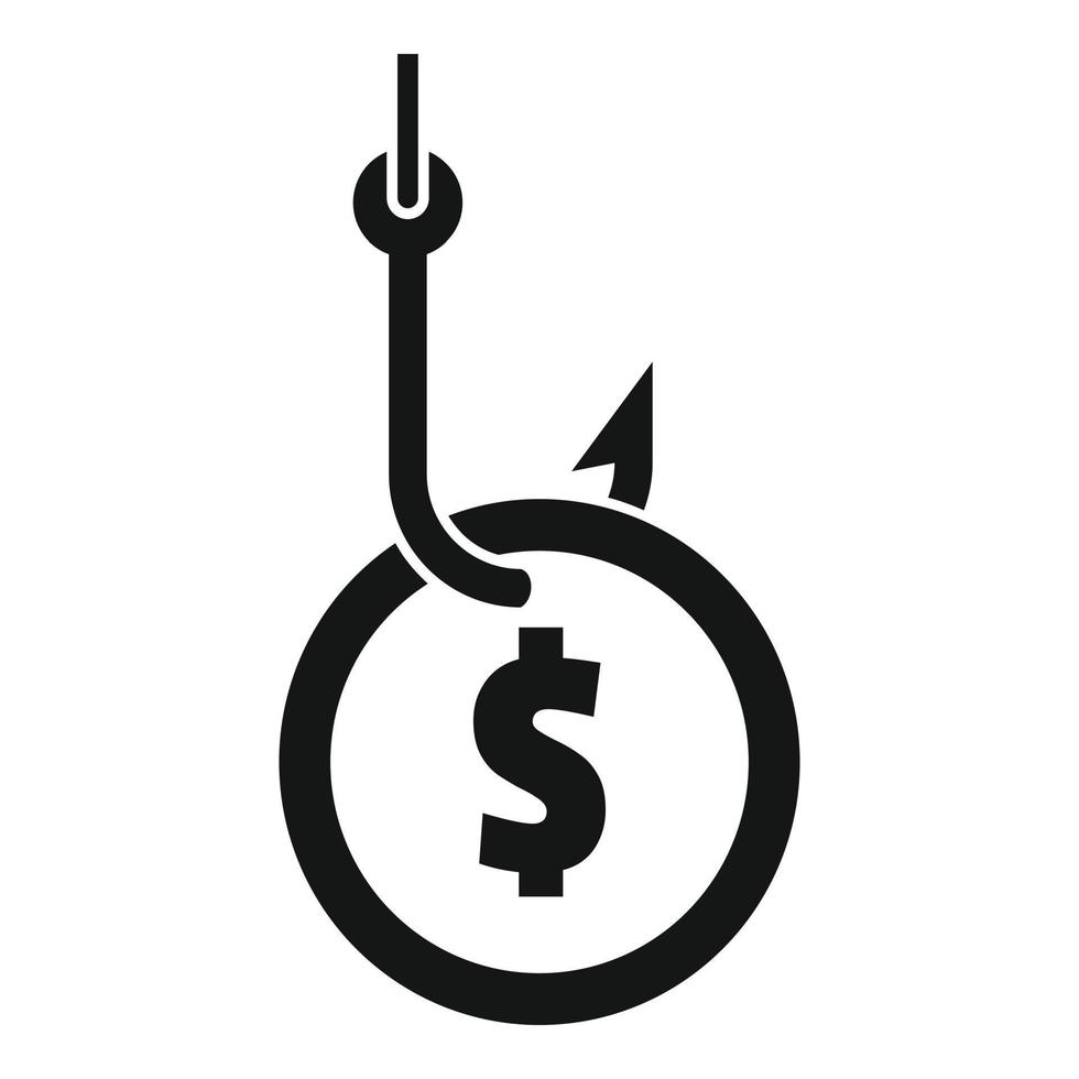 icono de gancho de dinero de fraude, estilo simple vector