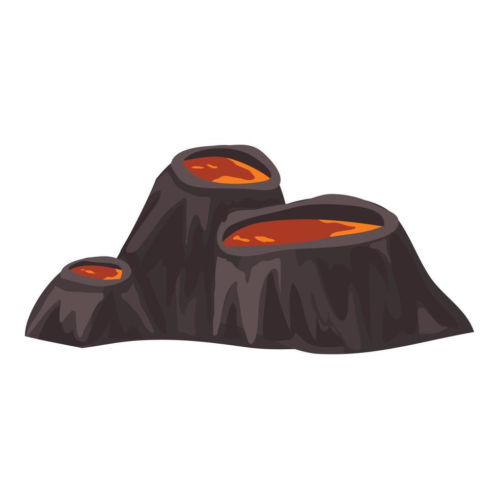 icono de cráteres de volcán, estilo de dibujos animados vector