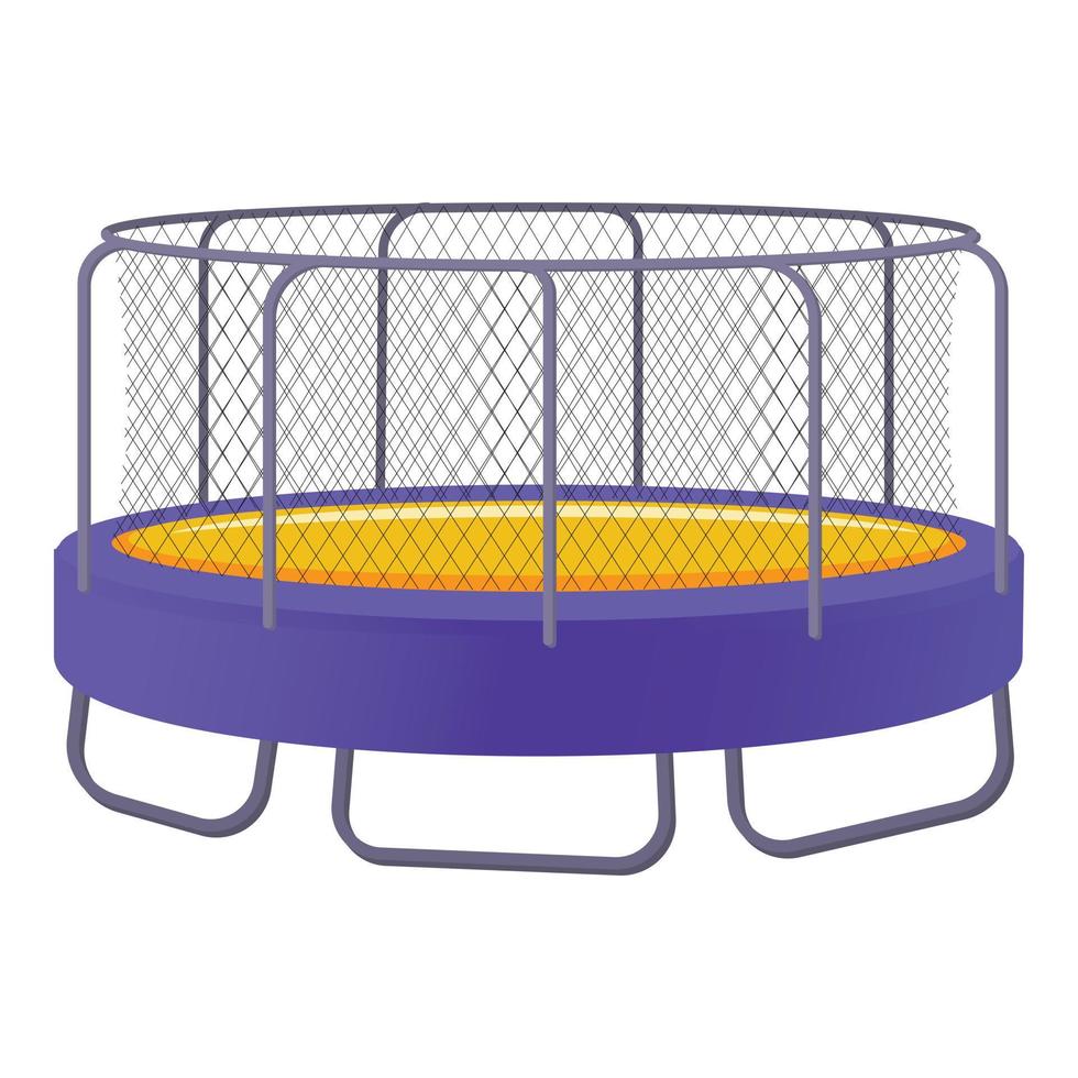 Jumping trampoline icon, cartoon style vector
