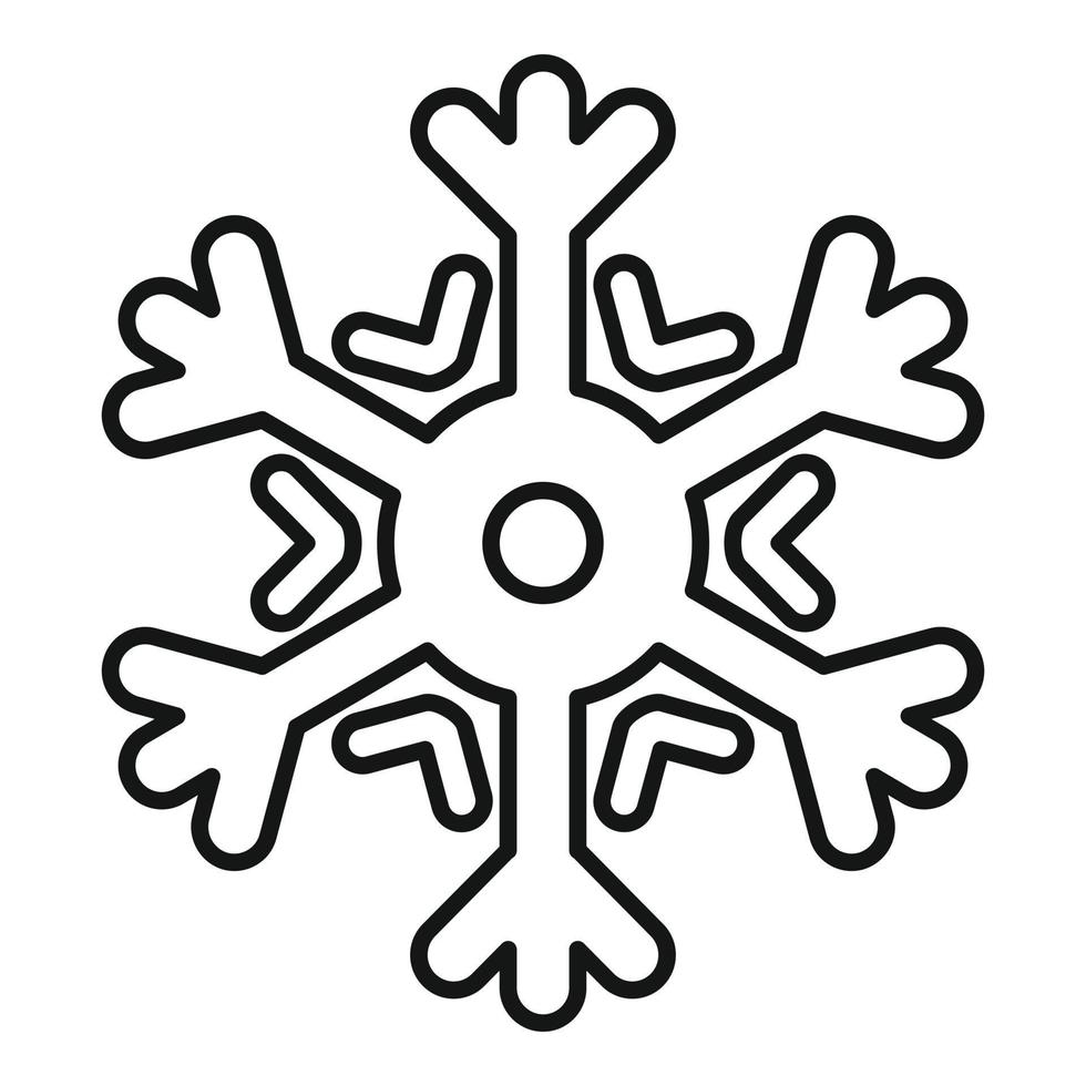 icono de copo de nieve ornamental, estilo de contorno vector