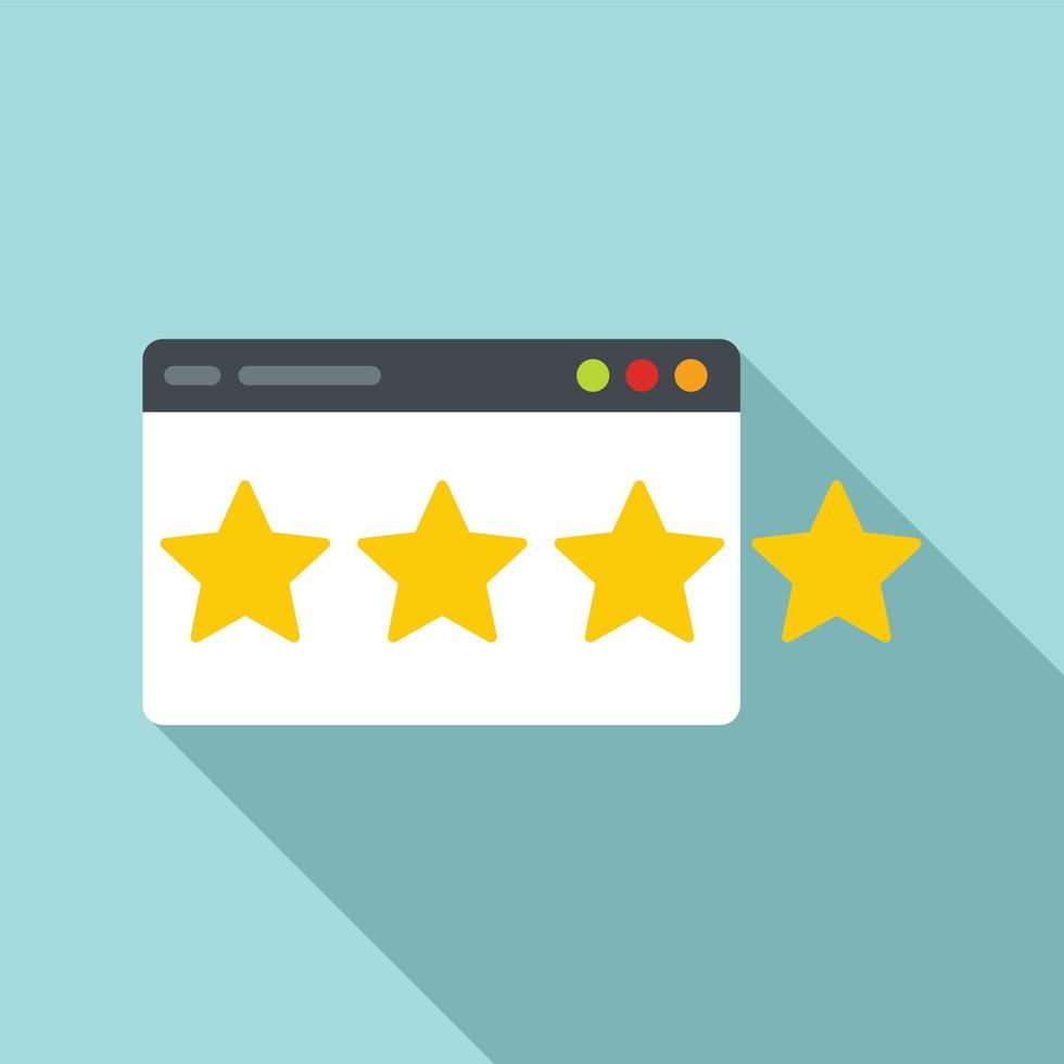Four star video game rating icon, flat style vector