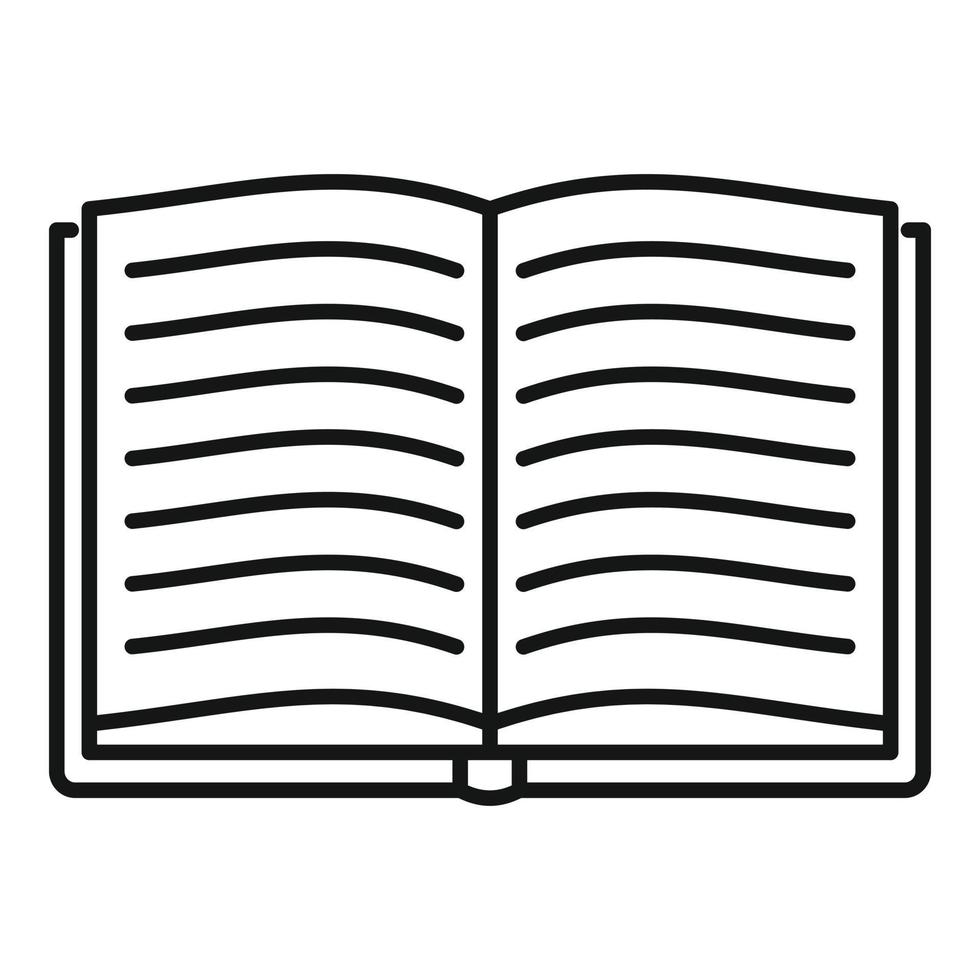 Open book icon, outline style vector