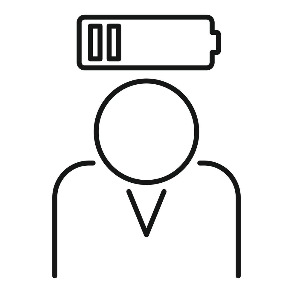 Stress low battery icon, outline style vector