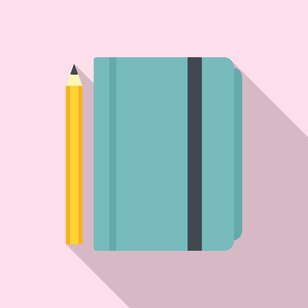 icono de cuaderno de lección de tutor, estilo plano vector