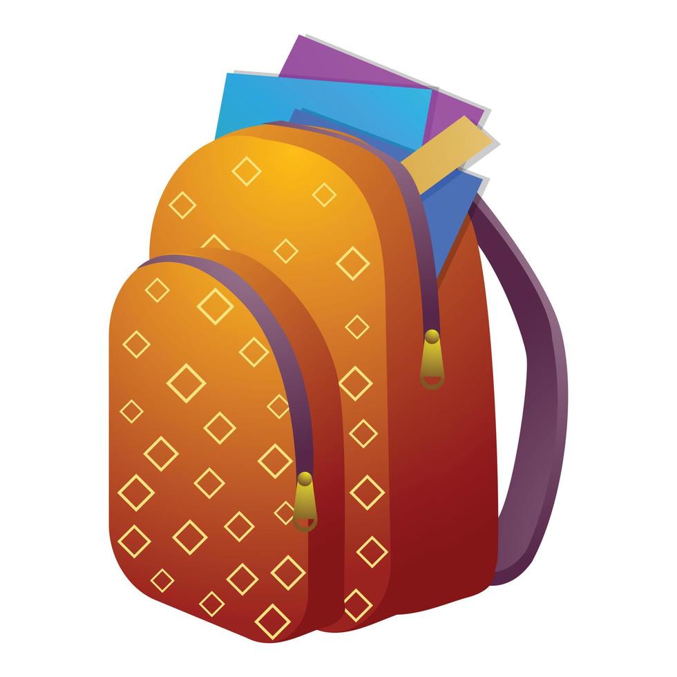 icono de mochila de niña, estilo de dibujos animados vector