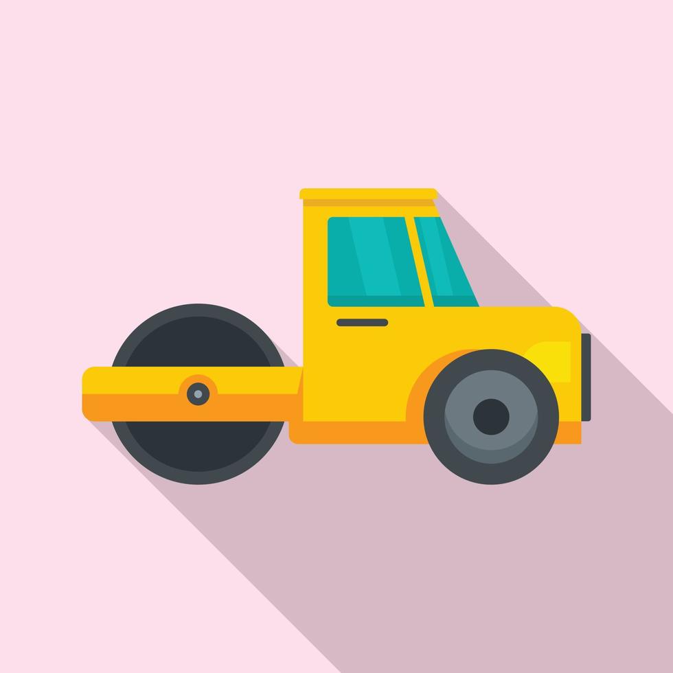 icono de rodillo de carretera de reparación, estilo plano vector