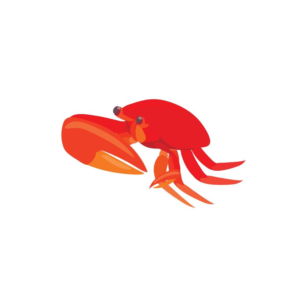 Red crab with big claws icon, cartoon style vector