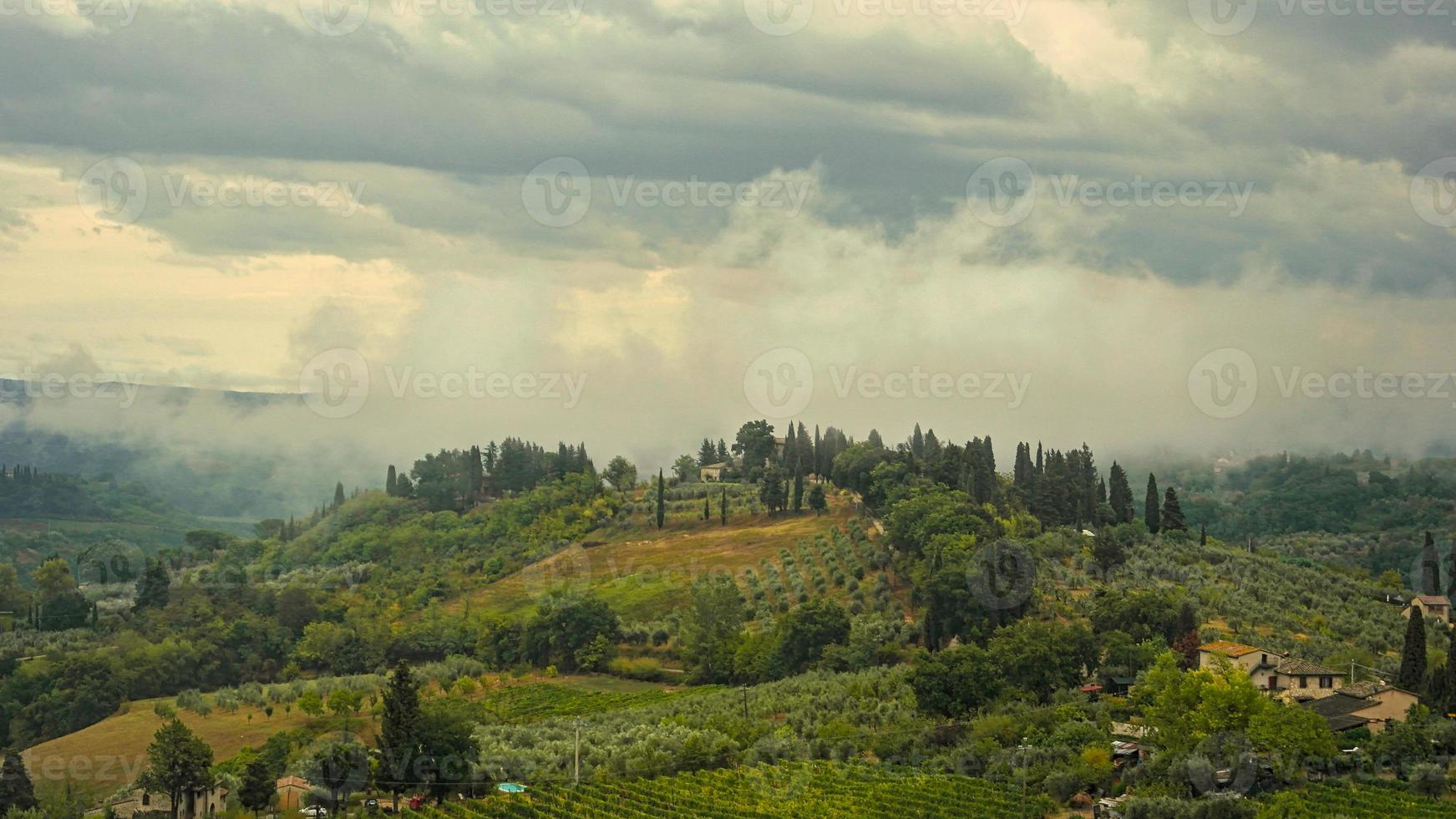 Tuscany hills on a rainy day photo