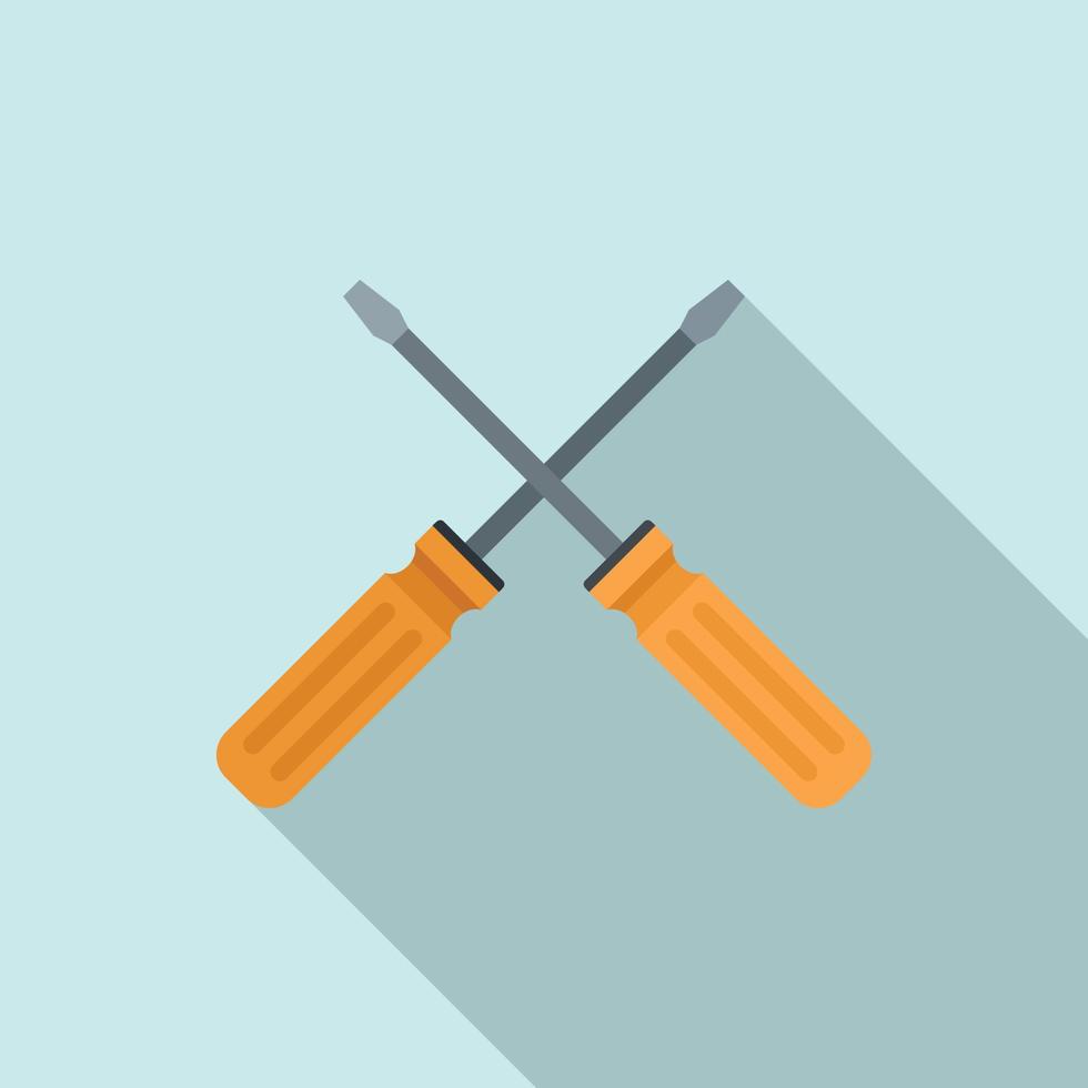 Crossed screwdrivers icon, flat style vector