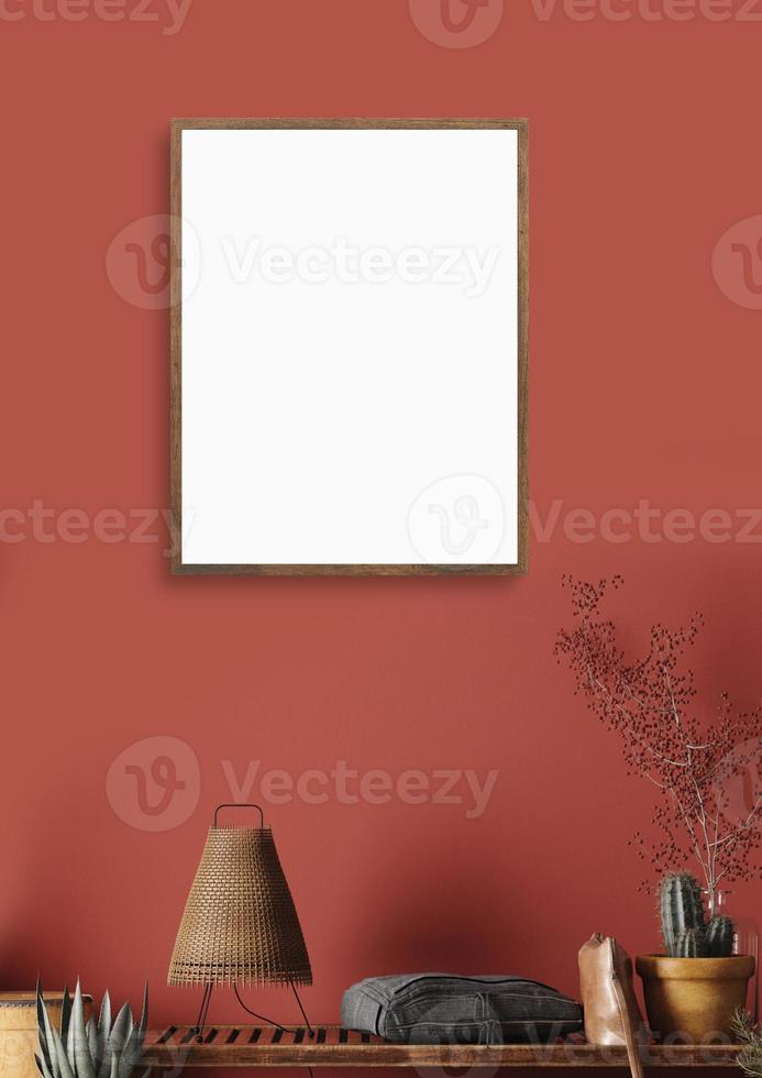 2522. Frame mockup, brown interior frame mockup photo