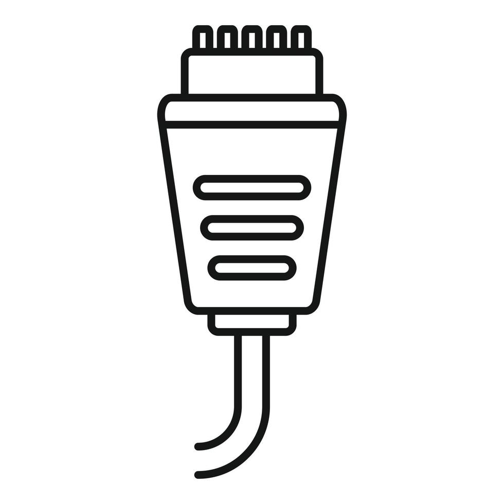 icono de cable de conexión de datos, estilo de esquema vector