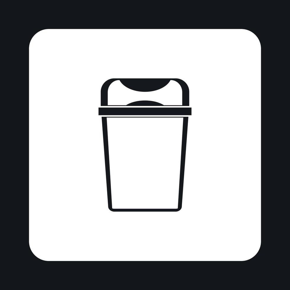 Trash bin icon, simple style vector