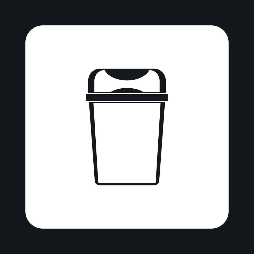 Trash bin icon, simple style vector