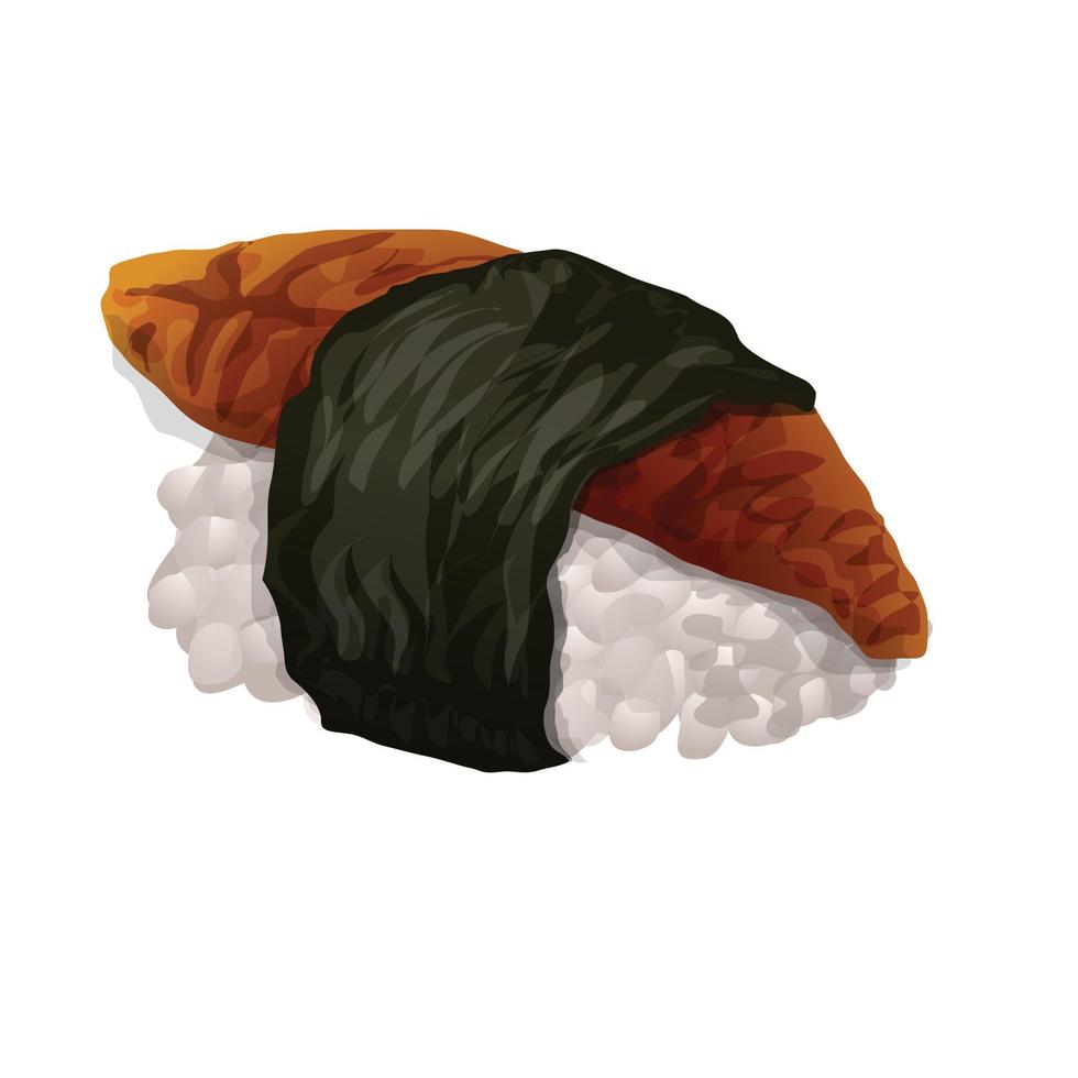 icono de rollo de sushi de menú, estilo de dibujos animados vector