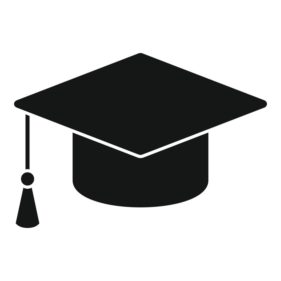 Graduation hat icon, simple style vector
