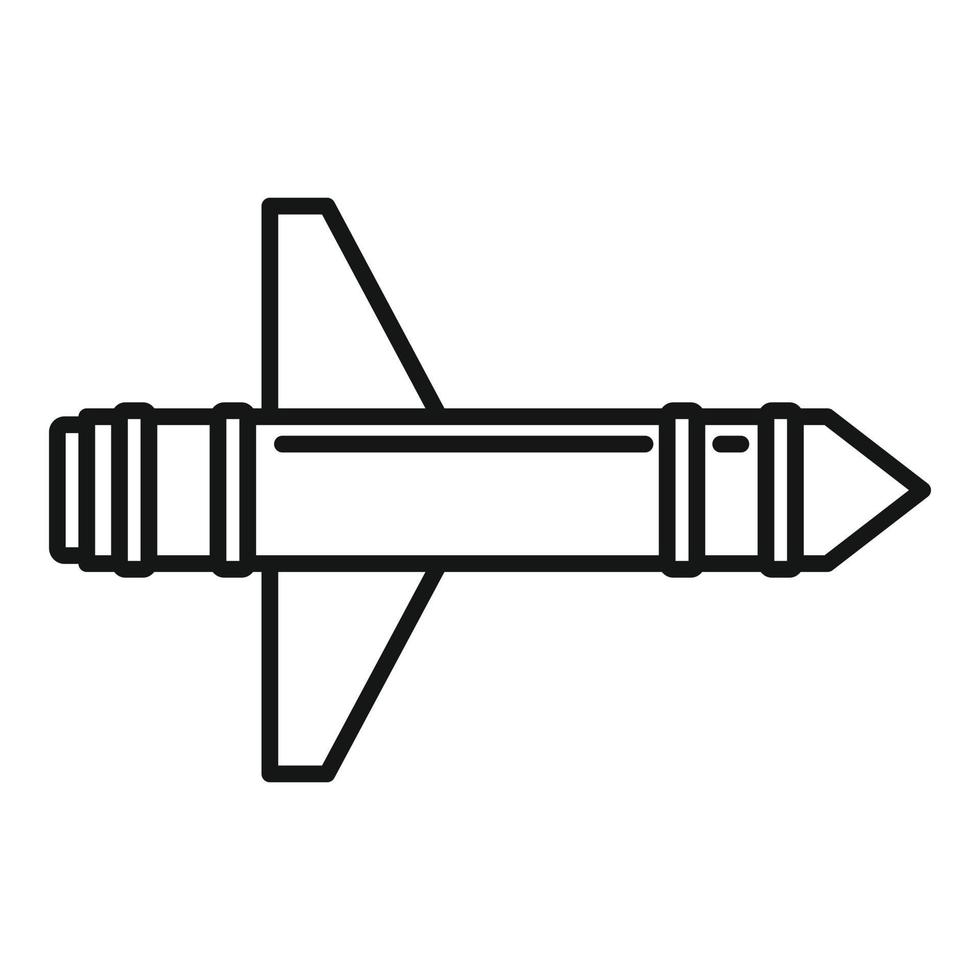 icono de mosca de misiles, estilo de contorno vector
