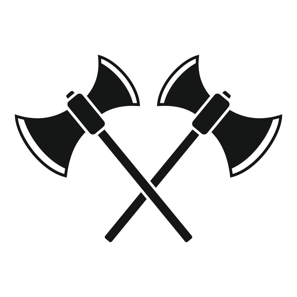 Medieval crossed axe icon, simple style vector