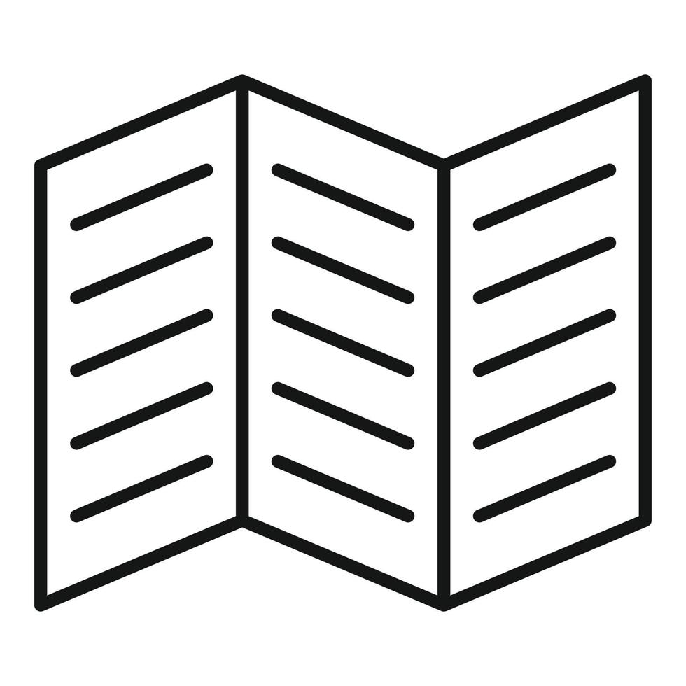 Trifold brochure icon, outline style vector
