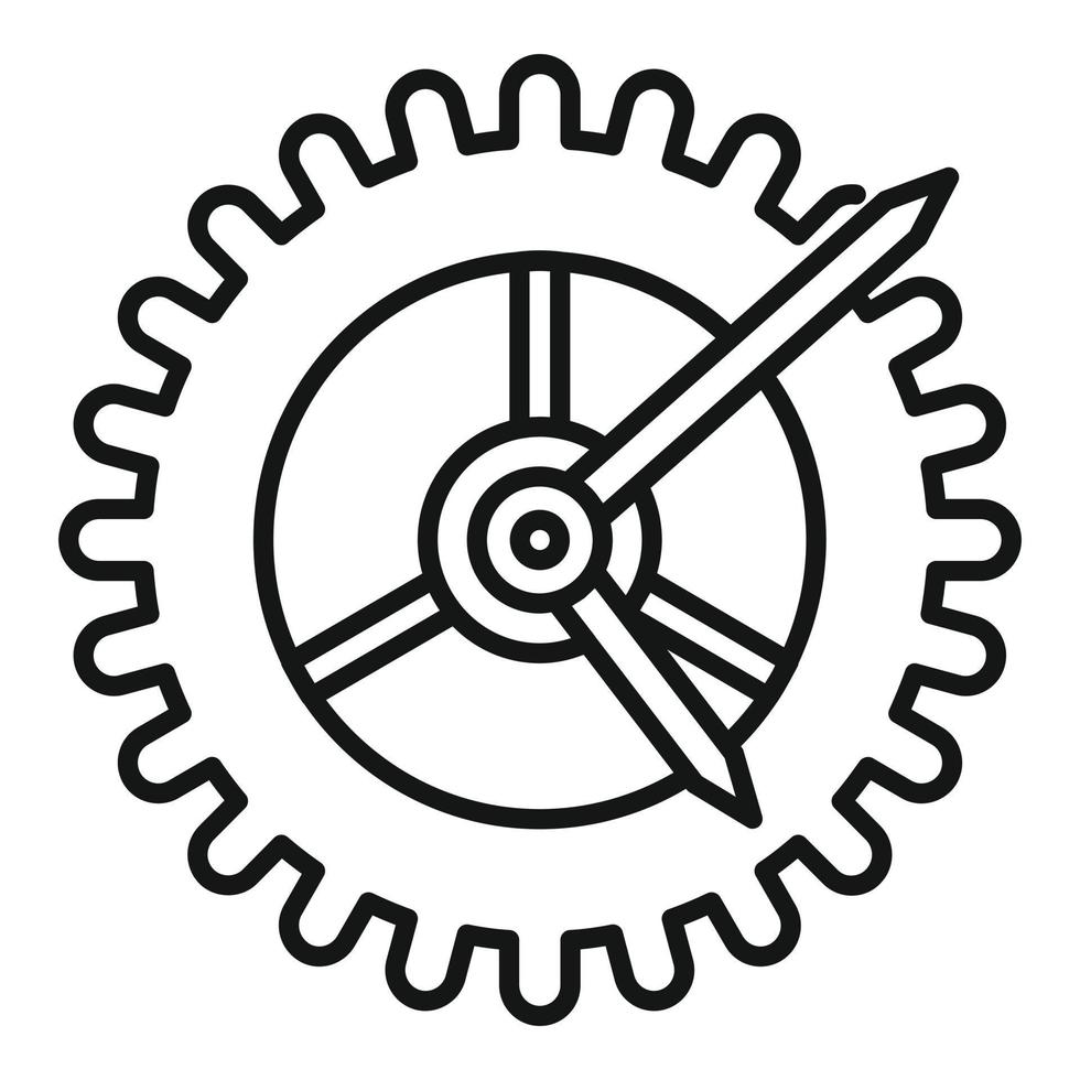 icono de rueda dentada de reloj, estilo de contorno vector