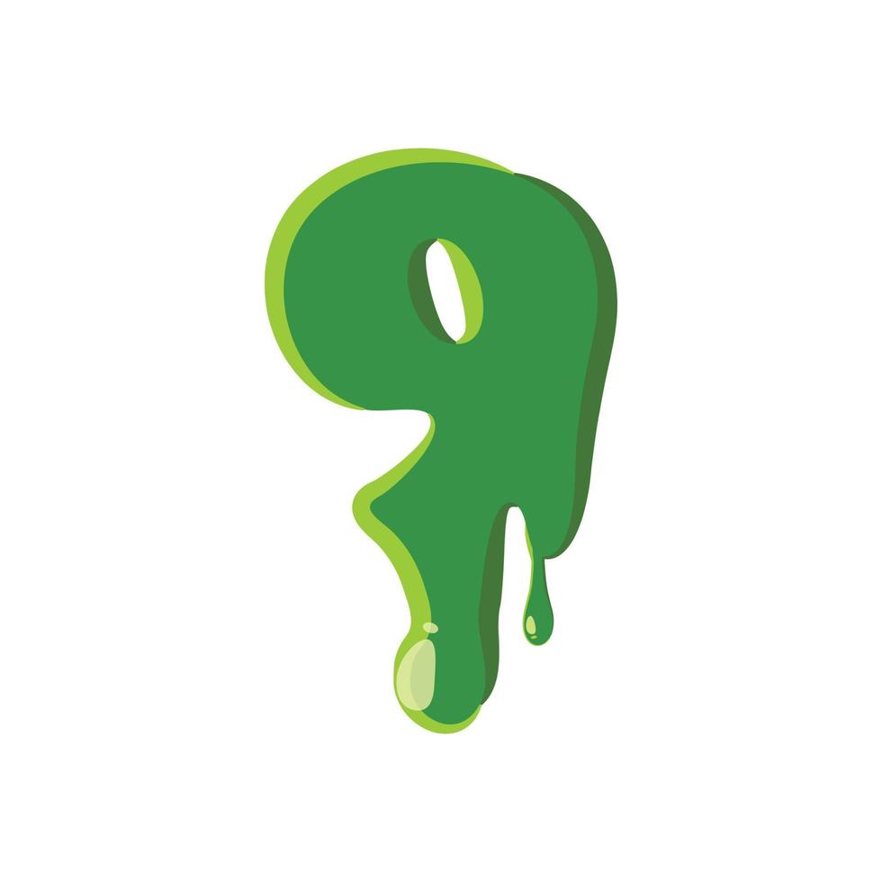 Numder 9 made of green slime vector