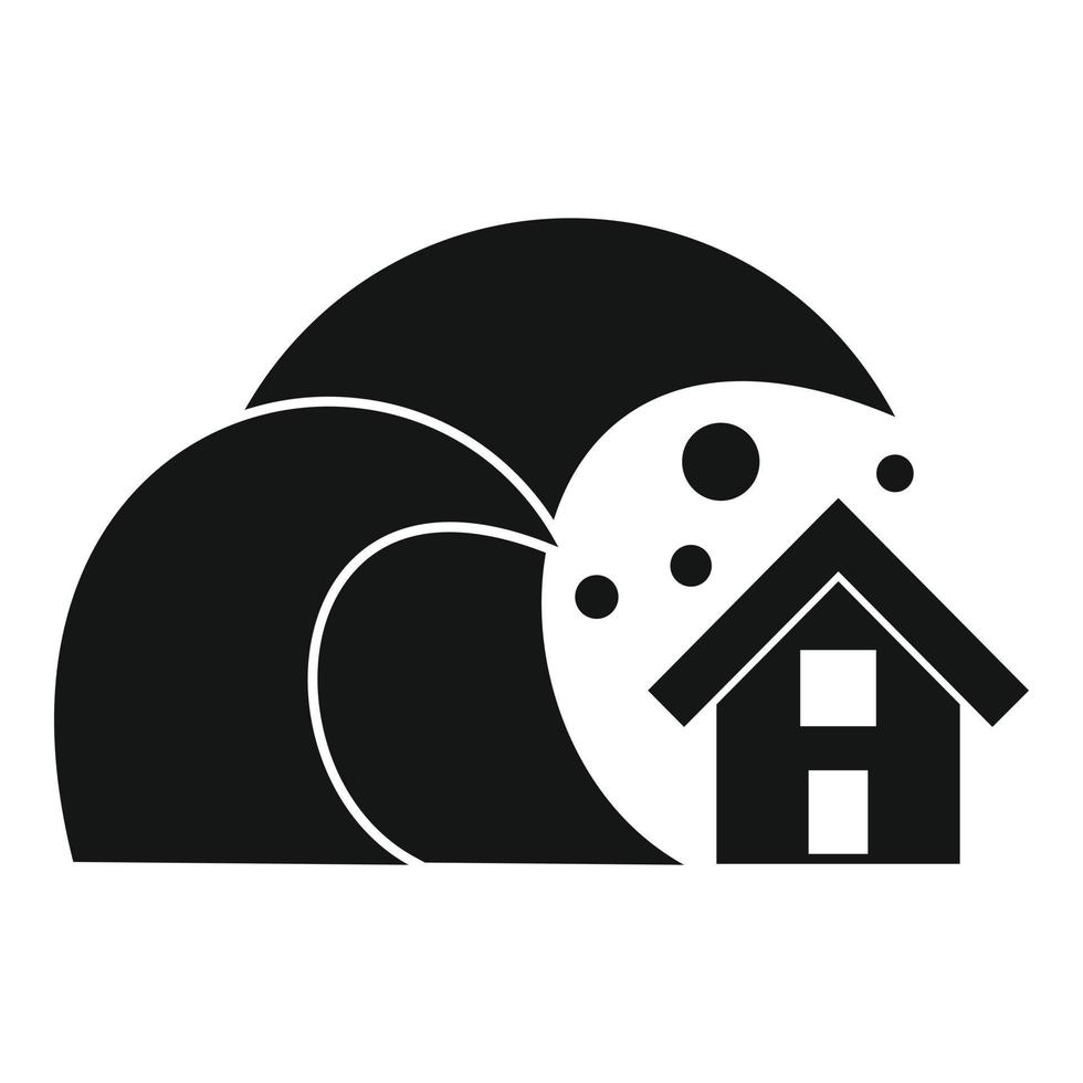 icono de tsunami de la casa, estilo simple vector