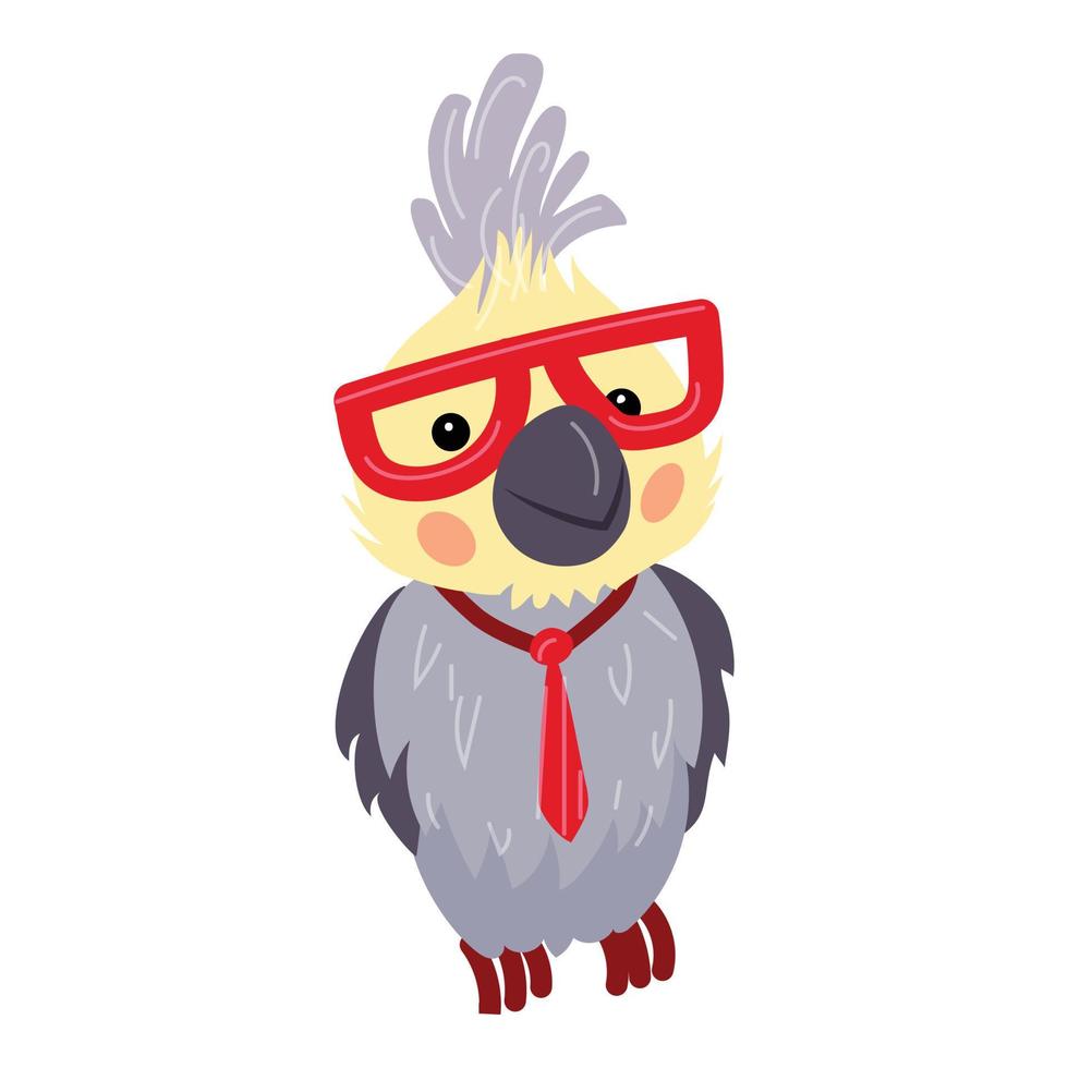 Parrot with glasses icon, cartoon style vector
