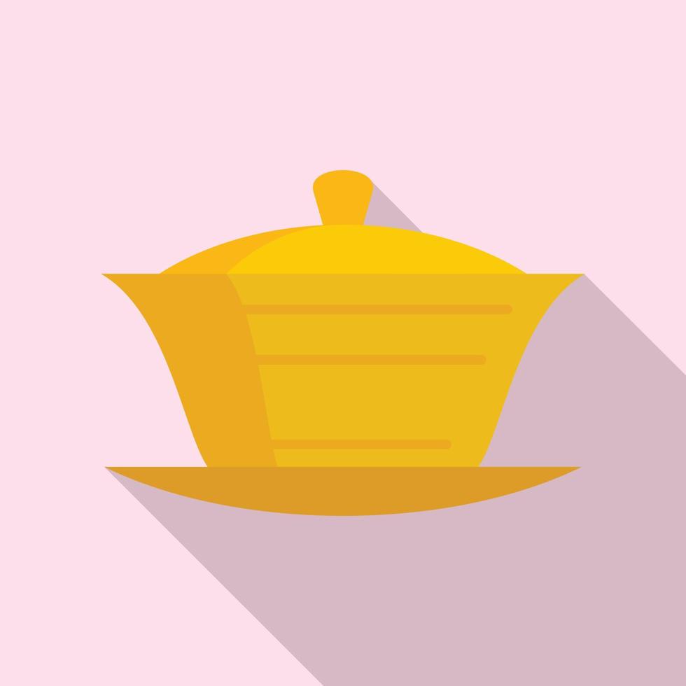 Ceramic tea ceremony icon, flat style vector