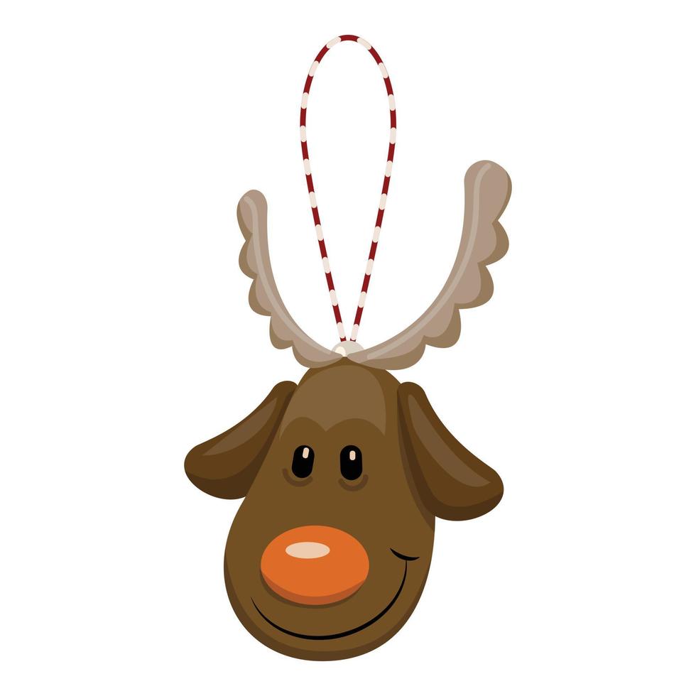 Deer toy christmas icon, cartoon style vector