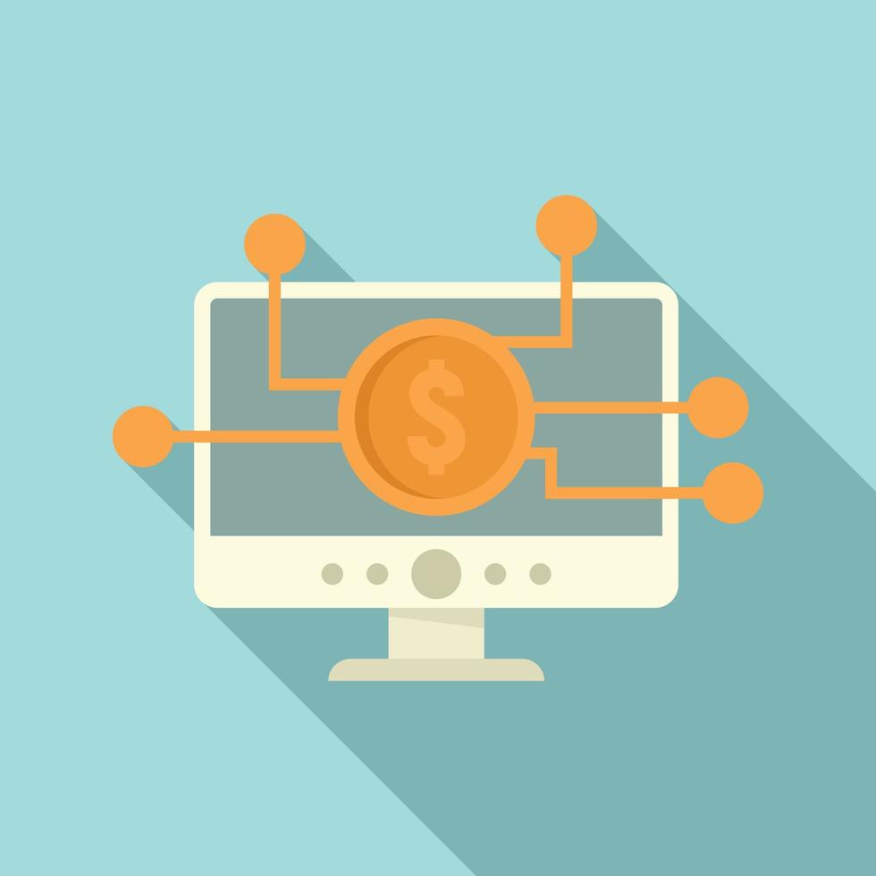 Crowdfunding computer icon, flat style vector