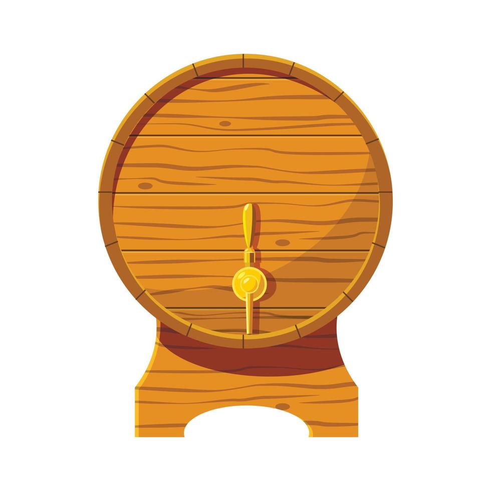 Wooden beer keg icon, cartoon style vector