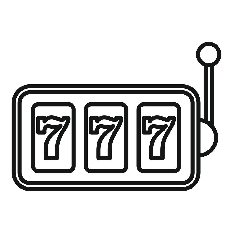 Slot machine icon, outline style vector