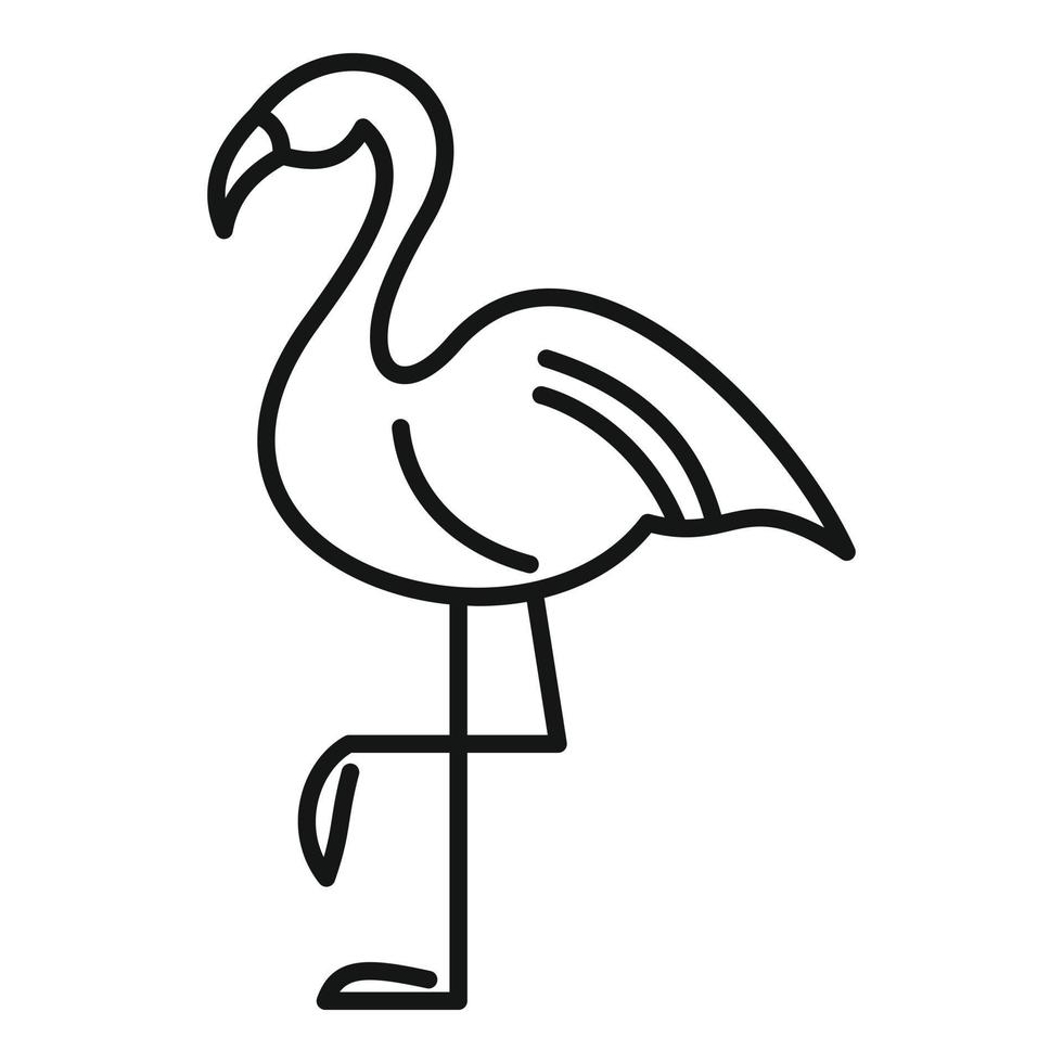 icono de pájaro flamenco, estilo de esquema vector