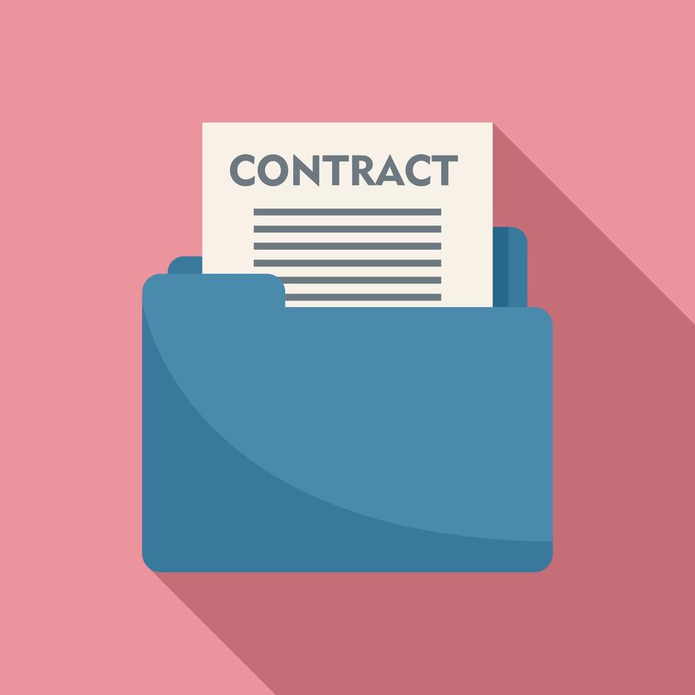 Notary mail contract icon, flat style vector