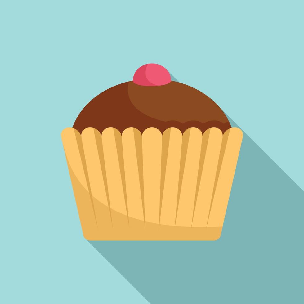 icono de cupcake fresco, tipo plano vector