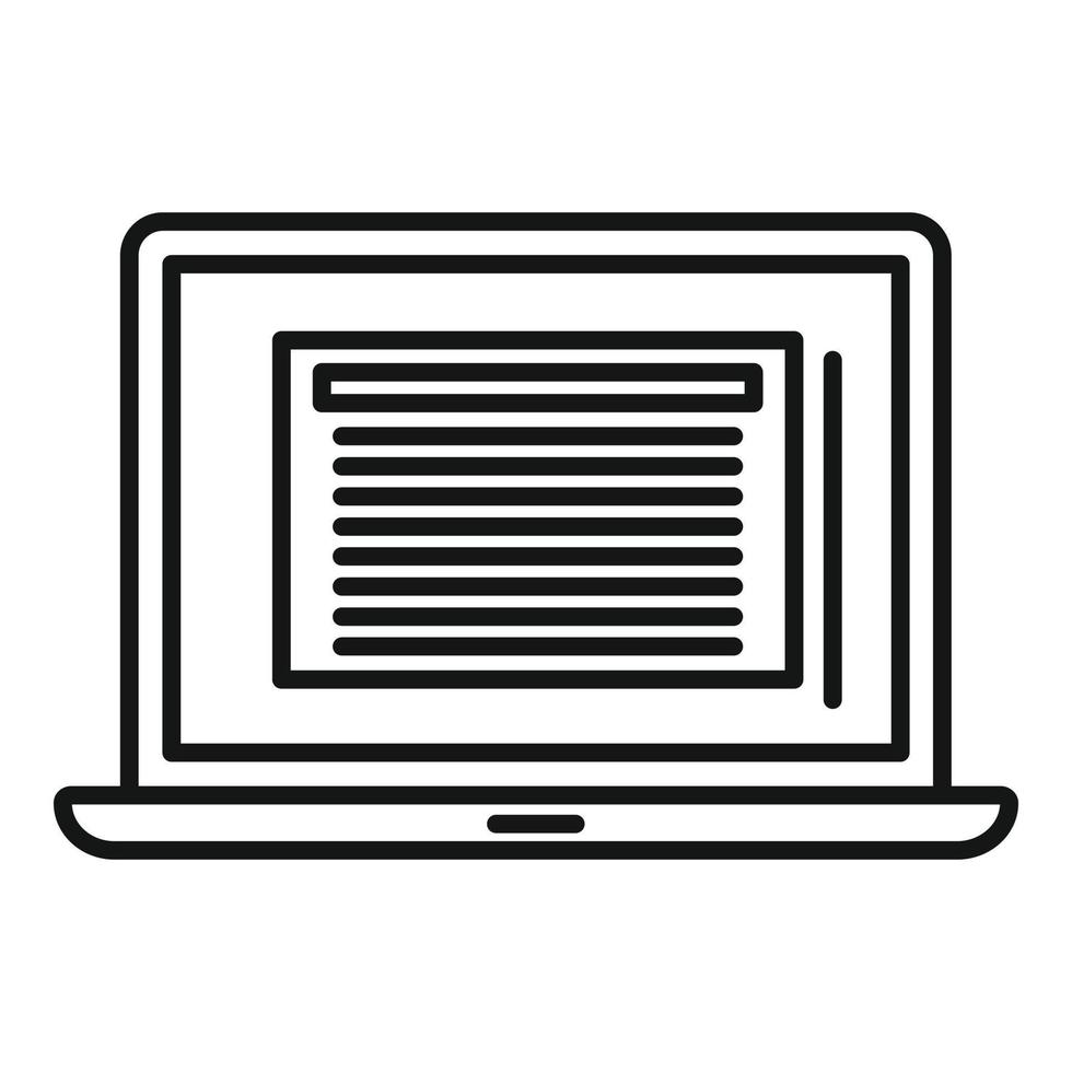 Summary laptop icon, outline style vector